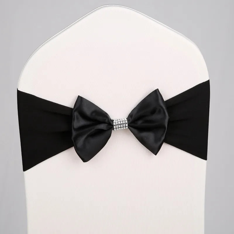 10pcs/50pcs Free Tie Wedding Satin Chair Sash Elastic