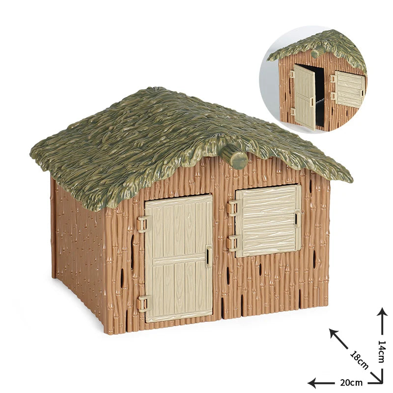 Oenux Farm House Model Action Figures Farmer Motorcycle