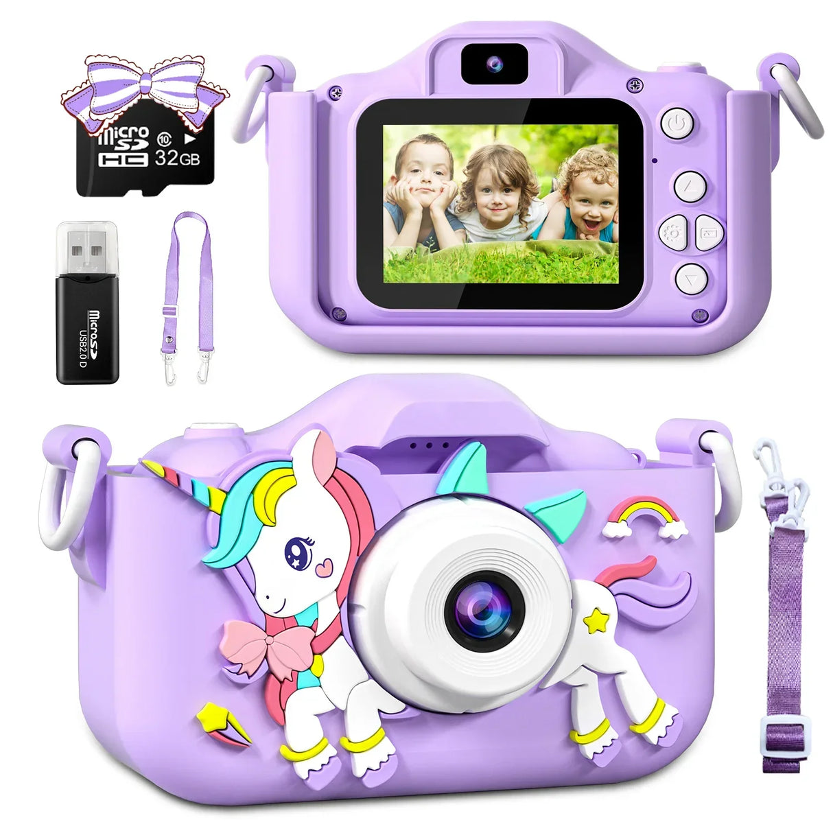 Kids Camera Toys Purple Unicorn for Girls Boys