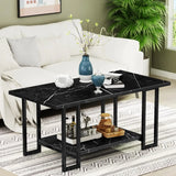 Marble Coffee Table, Faux Marble Top Rectangular Coffee