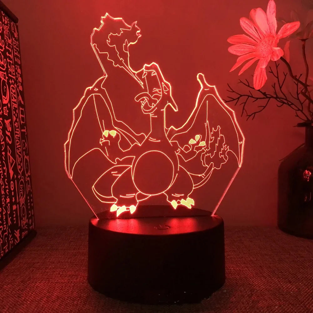 Pokemon Pikachu Charizard Anime Figures 3D Led Night