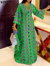 Plus Size 5XL VONDA Bohemian Women Long Dress