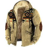 Vintage Zipper Coat Long Sleeve Tribal Totem Print