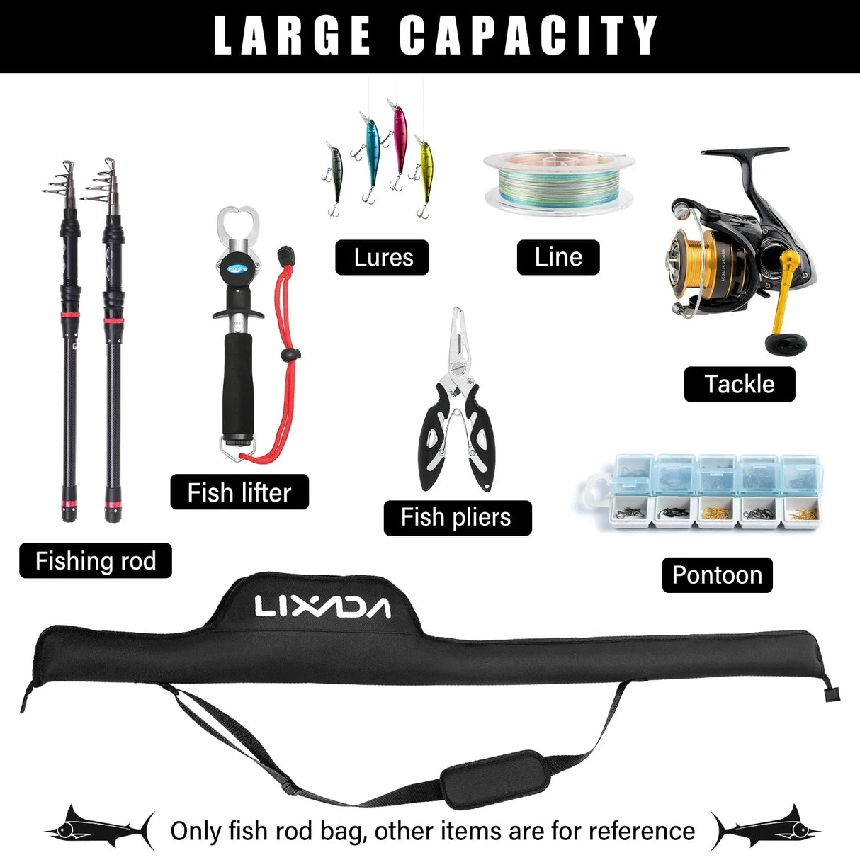 LIXADA 53 Inch Fishing Rod Bag Pole Pack