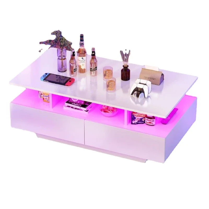 Center Table With Open Display Shelf & Sliding
