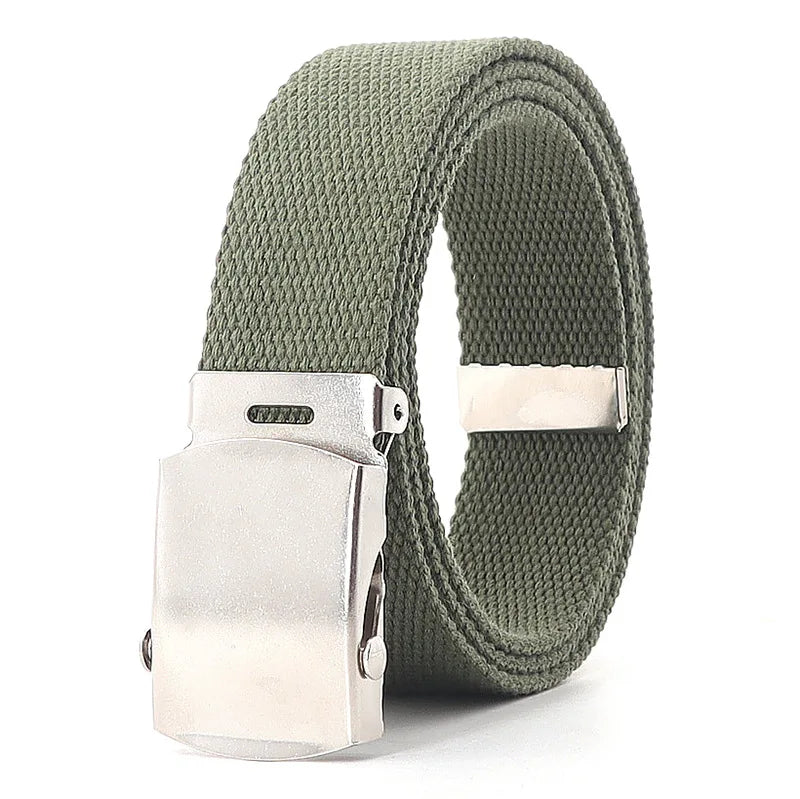 Colorful Canvas Weave Belt Casual Alloy Buckle Waistband
