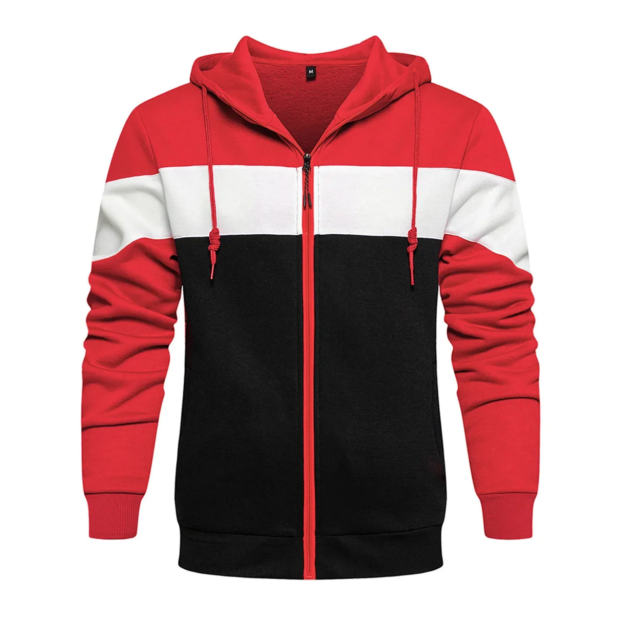 Fashion Mens Zip Up Hoodies Sweatshirts Patchwork Jumper