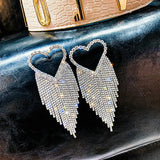 Fashion Statement Earring Long Full Rhinestone Big Earrings