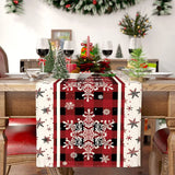 Linen Christmas Table Runner Snowman Xmas Tree Home