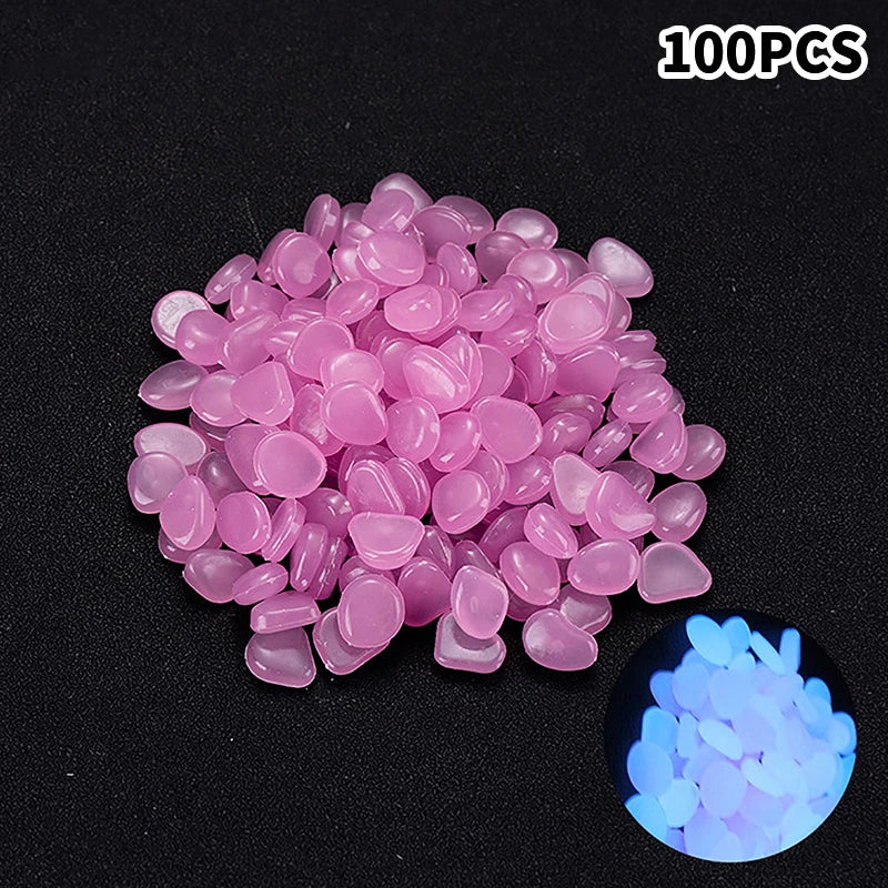 100pcs Garden Decor Luminous Stones Glow In The