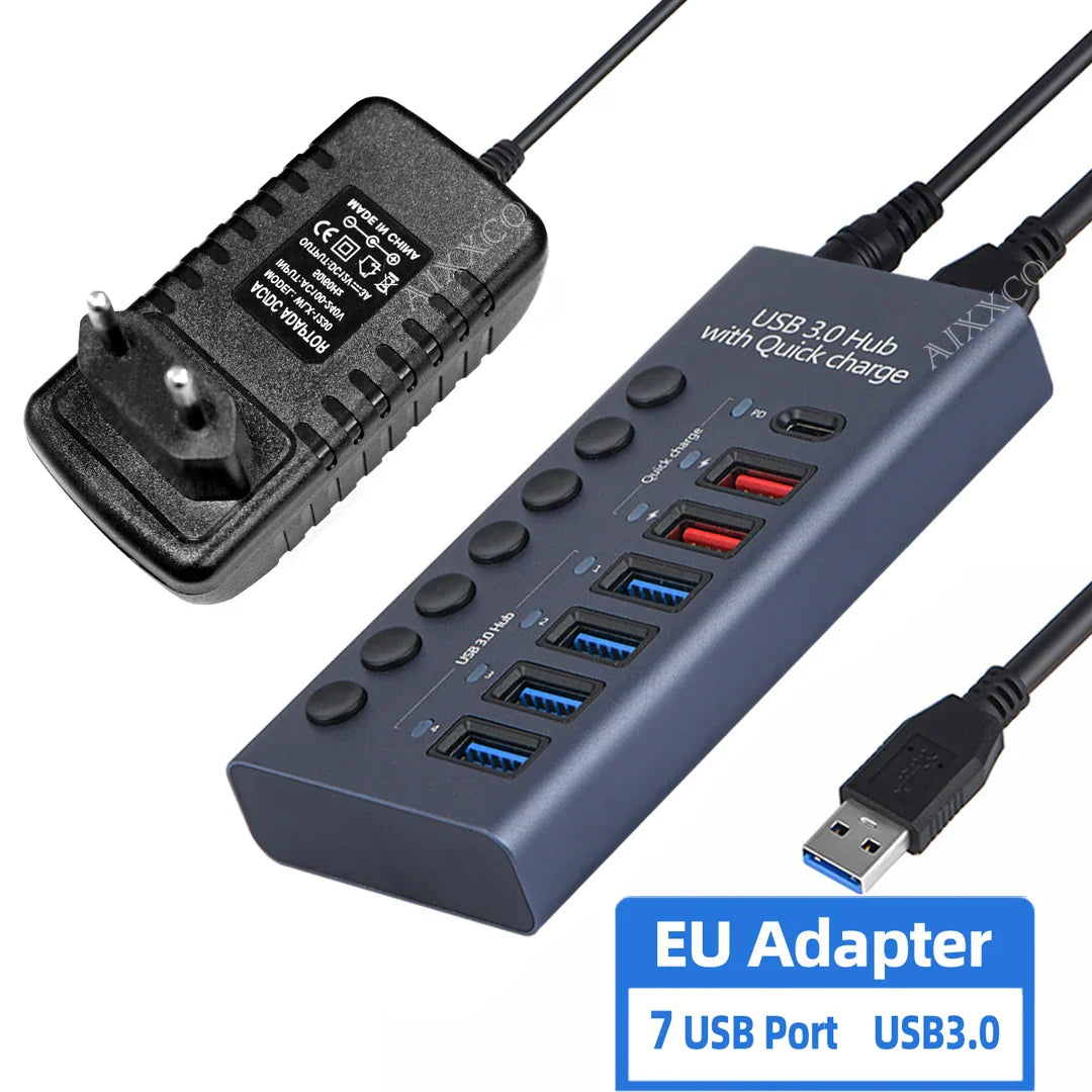 Metal USB 3.0 Hub Multi USB Splitter 4/7/10Ports