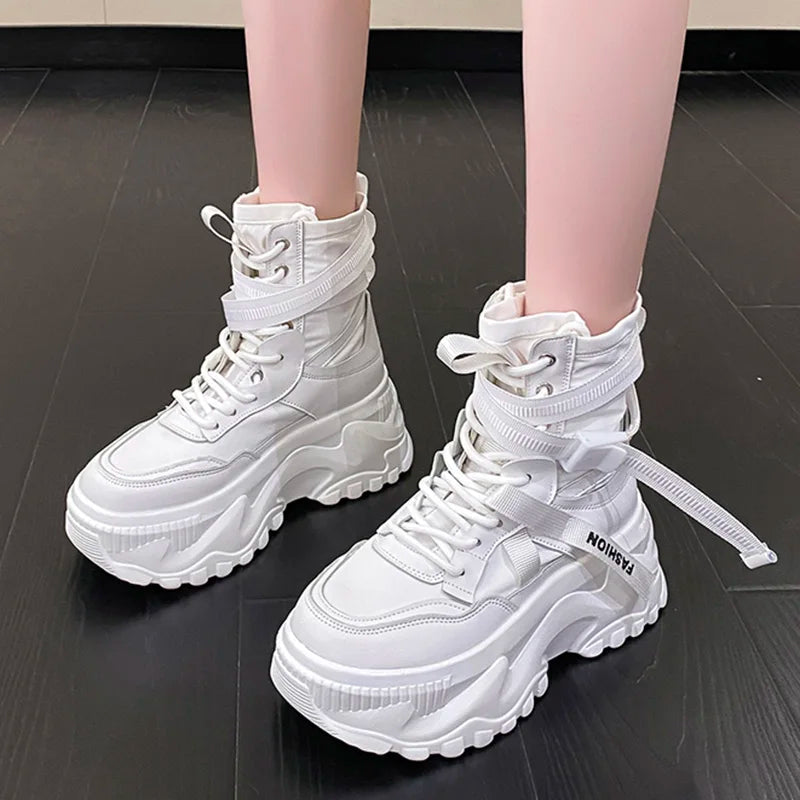 Fashion Thick Sole Motorcycle Boots Women Autumn Winter