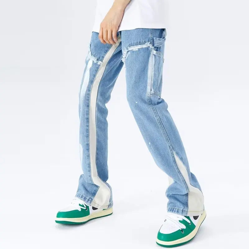 2023 Cyber Y2K Fashion Washed Blue Baggy Flared