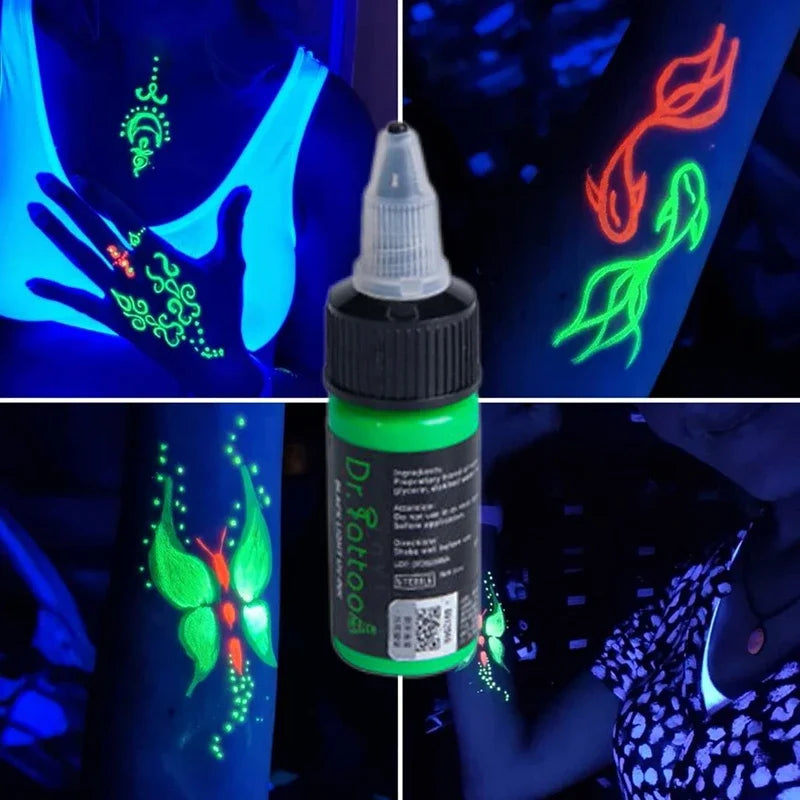 UV Tattoo Inks Pigment 8 Colors Professional Semi-Permanent