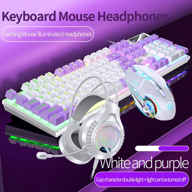 Gaming Keyboard Mouse Headphone Set Wired Backlight Game