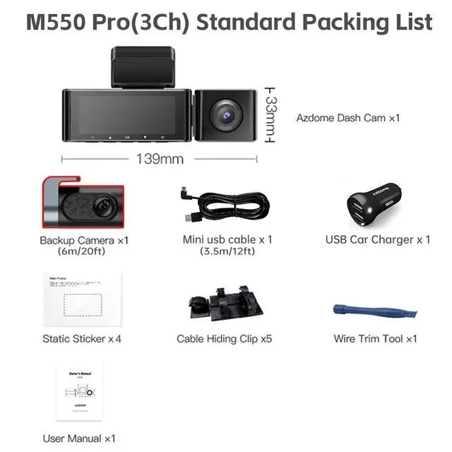 AZDOME M550 Pro Car DVR 4K Three Cameras