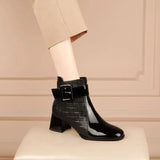 Women Ankle Boots Thick Heels Platform Short Boots