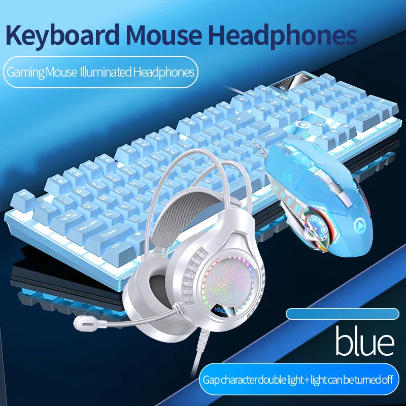 Gaming Keyboard Mouse Headphone Set Wired Backlight Game