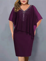 Plus Size Summer Fashion Chiffon Hot Diamond Dress
