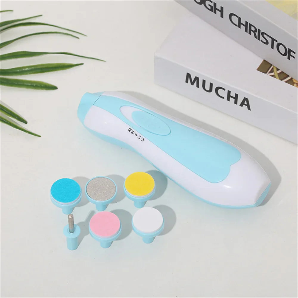 1/2PCS 6-piece Electric Nail Polisher Baby Blue Powder
