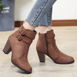 Retro Boots Women's Shoes 2023 New Square Heel