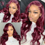 Burgundy Human Hair Bundles With Closure 99j Body