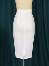 White Skirts Plus Size 4XL High Waist Knee