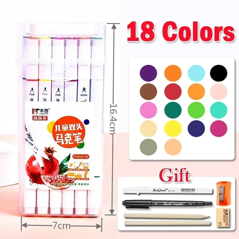 168 Color Marker Pen Set Manga Double-Headed Comic
