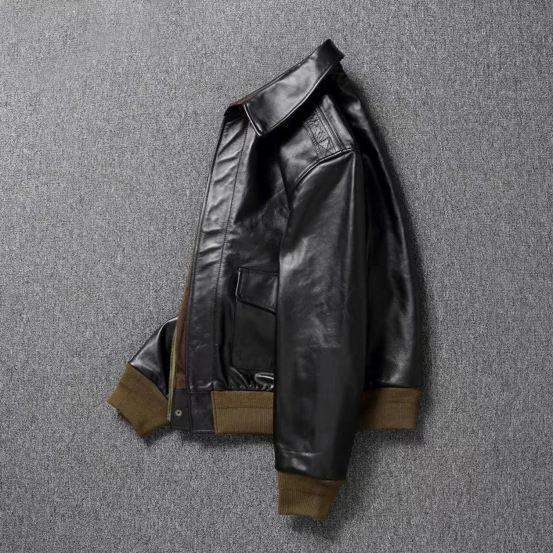 A2 Men's Bomber Jacket Tea Core Horse Leather