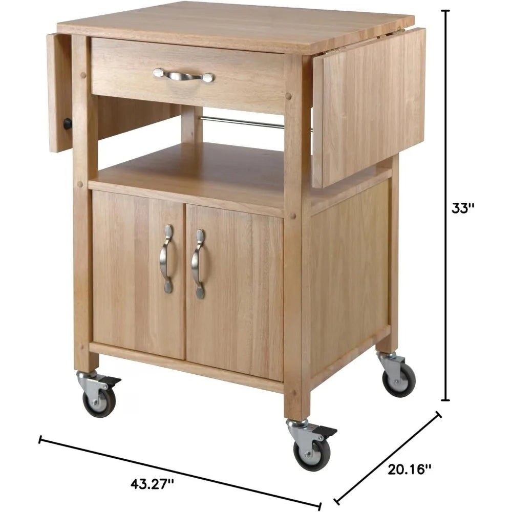 Kitchen island trolley, with storage cabinets, rolling kitchen