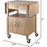 Kitchen island trolley, with storage cabinets, rolling kitchen