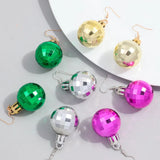 FishSheep Christmas Acrylic Mirror Disco Ball Drop Earring