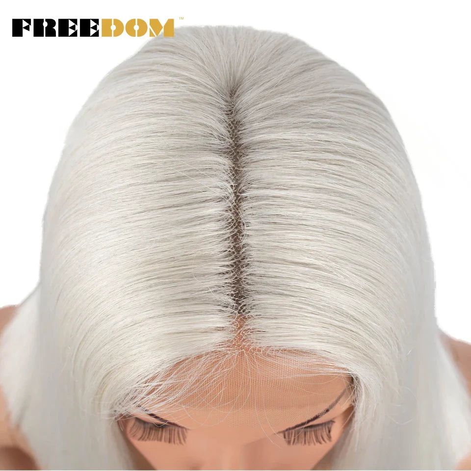 FREEDOM Synthetic Lace Wig Short Bob Straight Middle