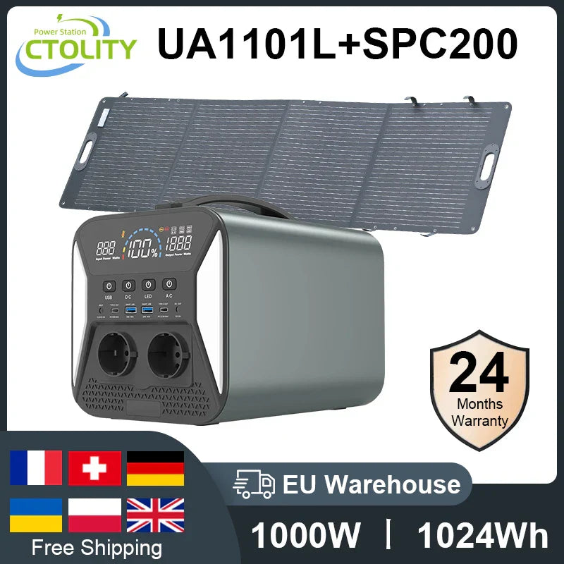 Camping Solar Generator Portable Power Station 2400W 1800W