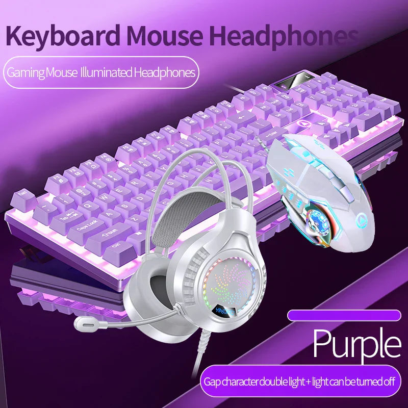 Gaming Keyboard Mouse Headphone Set Wired Backlight Game