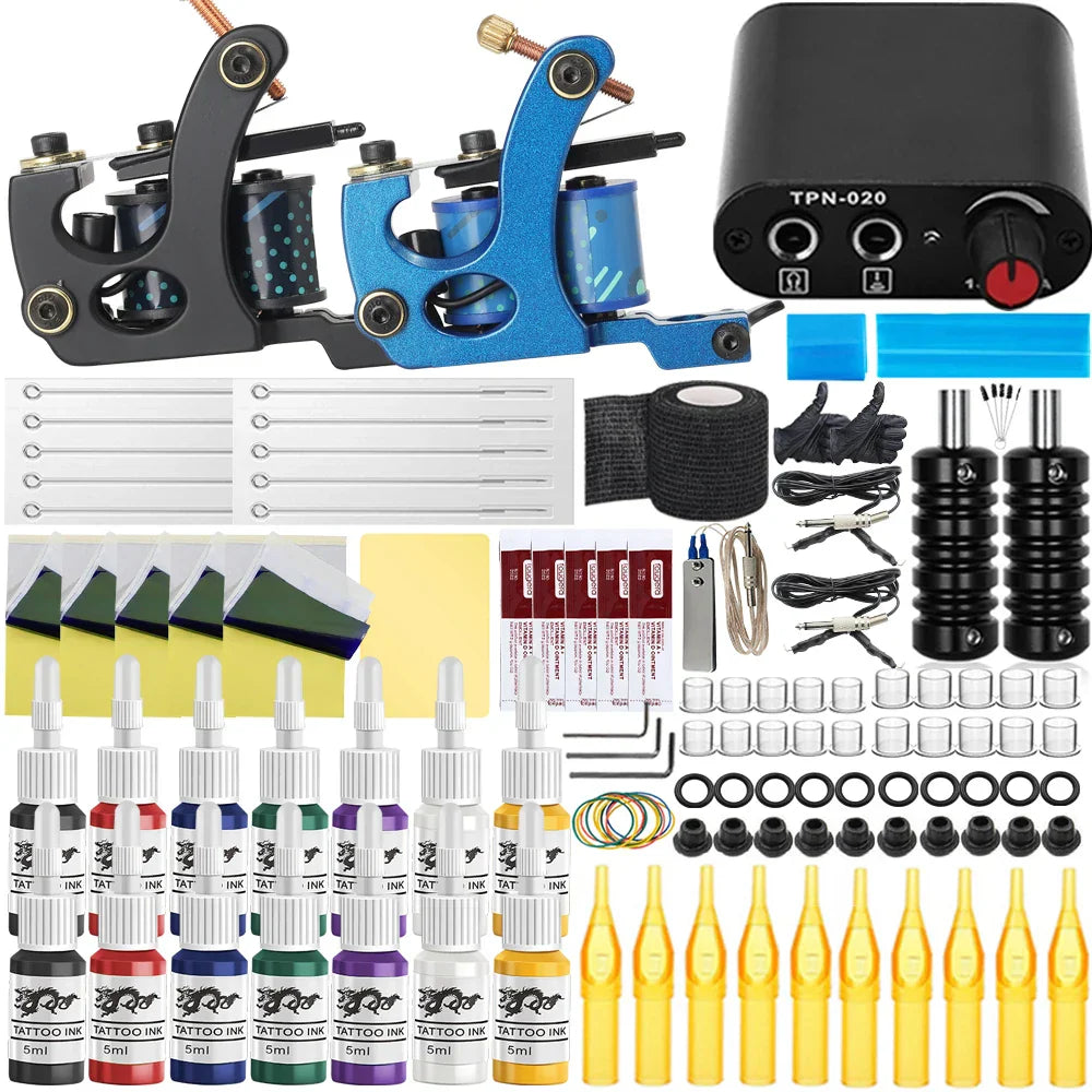 Professional Coil Tattoo Machine Kits 10 Wraps Coil