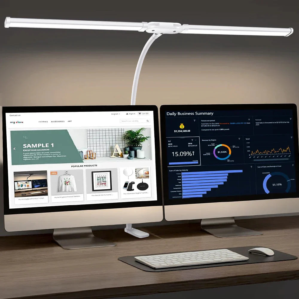 LED Double/Single Head Reading Desk Lamp Foldable Swing