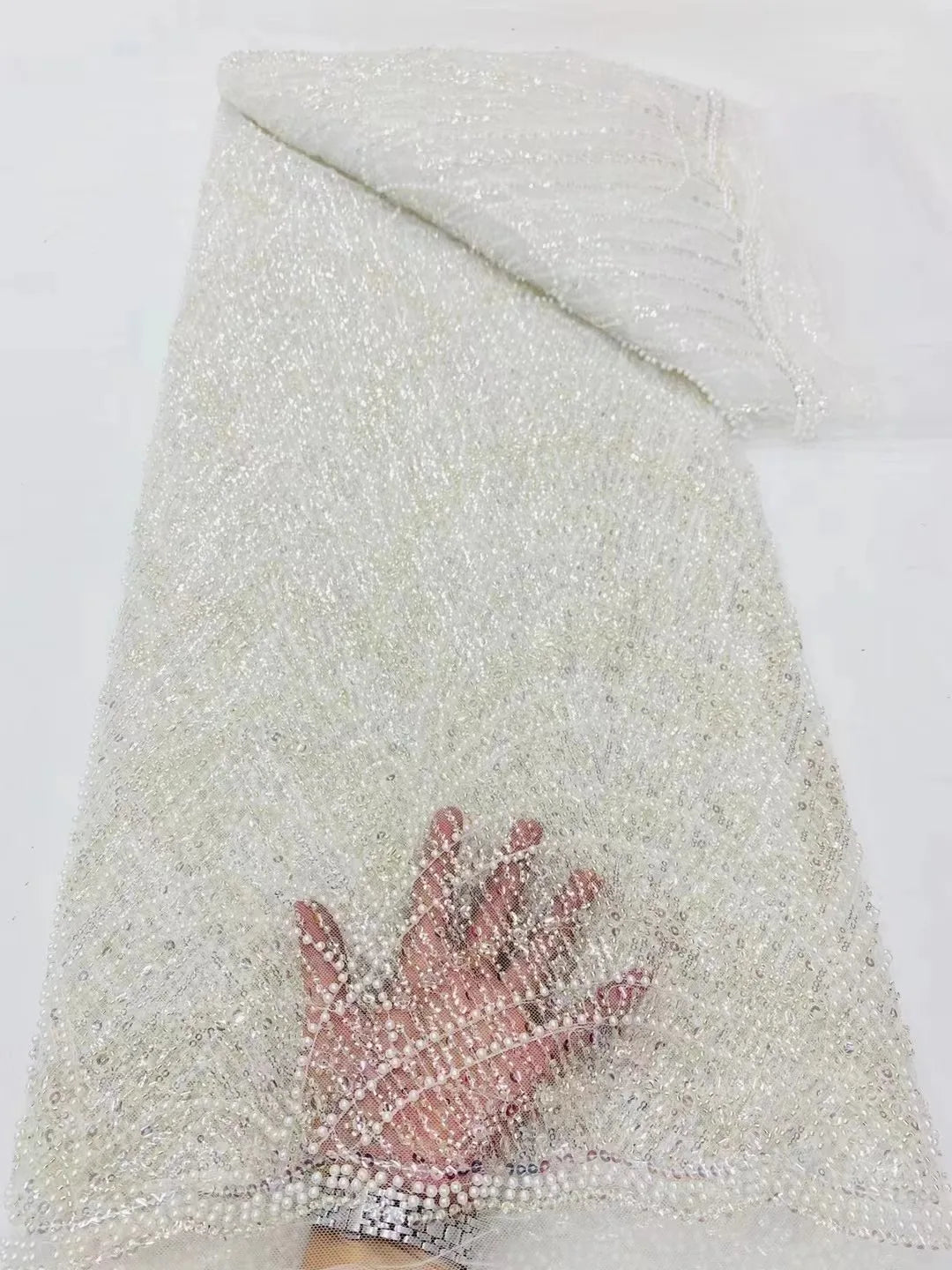 High Quality Beaded Lace Fabrics for Wedding Fabric