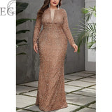 Plus Size Women Party Dresses Fashion Beaded Fishtail