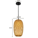 Bamboo Pendant Lamp Hand Knitted Chinese Style Weaving