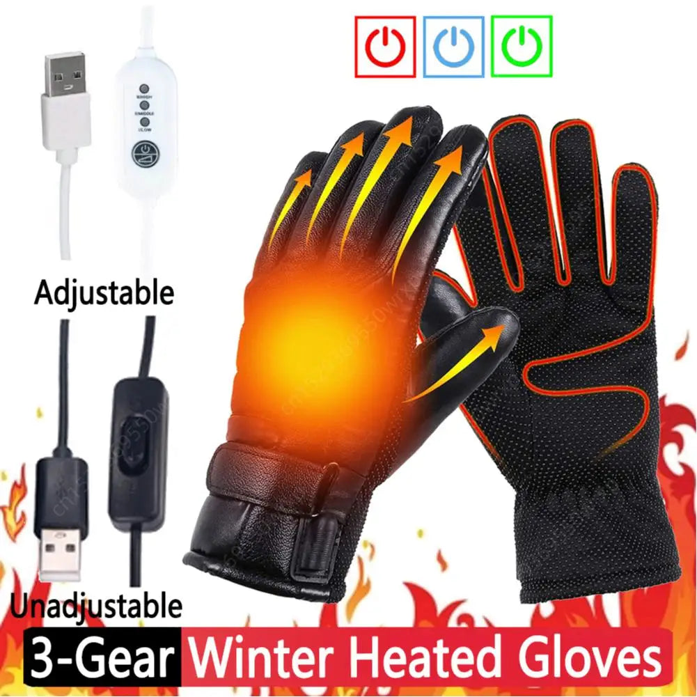 Snowmobile Heating Gloves Hand Warmers 3 Gear Electric Thermal Gloves Waterproof Snowboard Cycling Motorcycle Bicycle SkiOutdoor