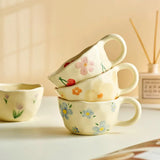 Ceramic Mugs Coffee Cups Hand Pinched Irregular Flower