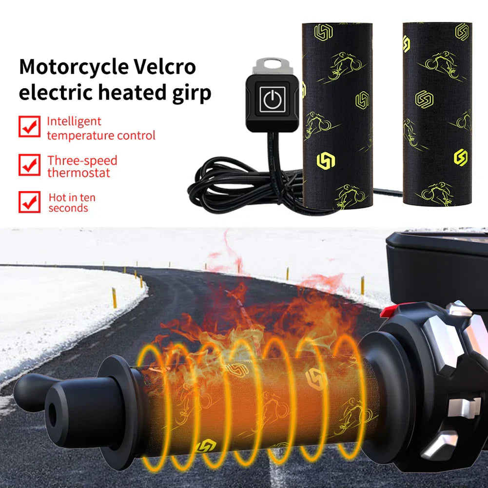 New Motorcycle Hand Heated Grips Snowmobile ATV Electric Heated Grips Scooter Bar Hand Warmer 3 Gear Adjustable Hot Grip Handle