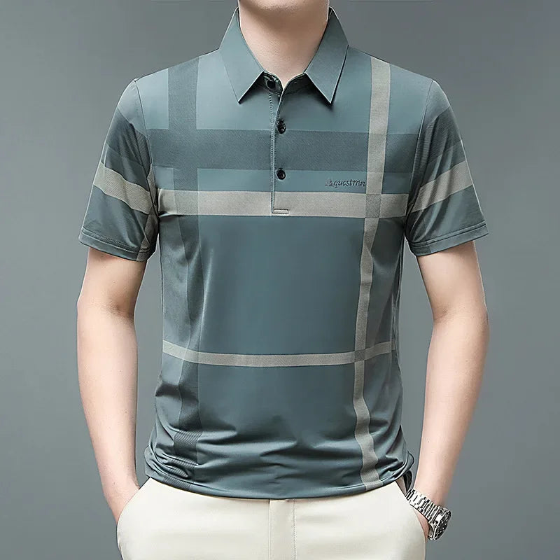 Fashion Polo Shirt Men Casual Stripe Polo T