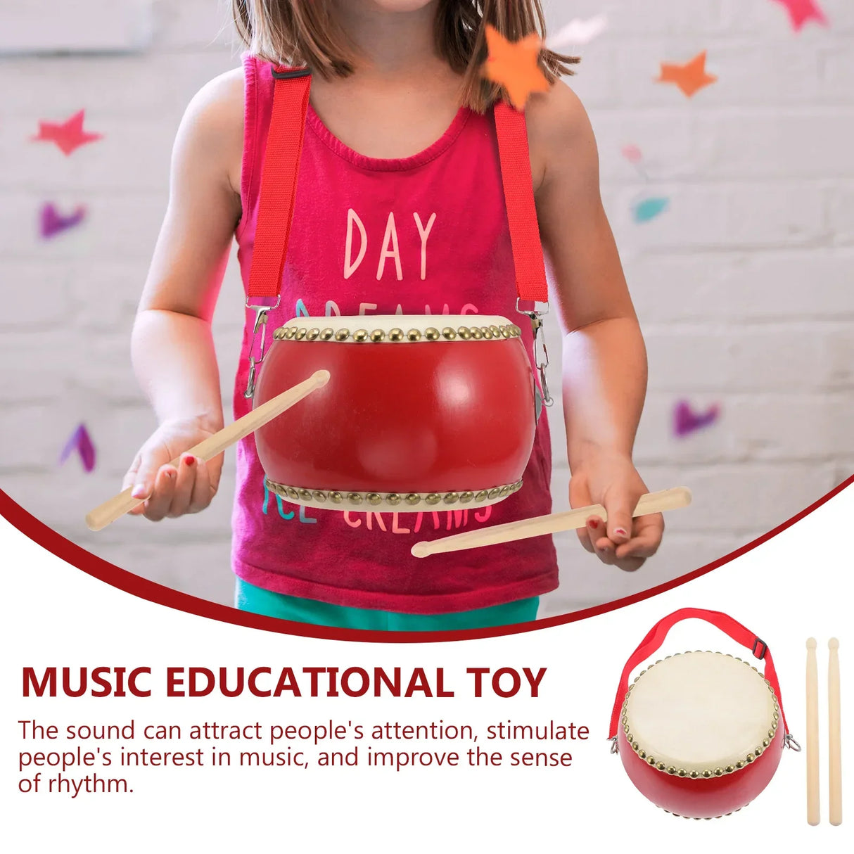 Drum Education Toy Kids Plaything Wood Baby War