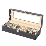 6 Slot PU Leather Watch Box Display Case