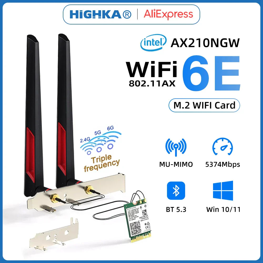 Wi-Fi 6E intel AX210 Wireless Network Cards 5374Mbps