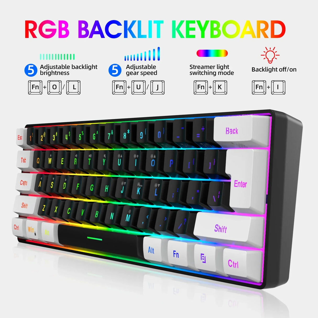 HXSJ V700BW A869 USB Keyboard Mouse Kit 61-key