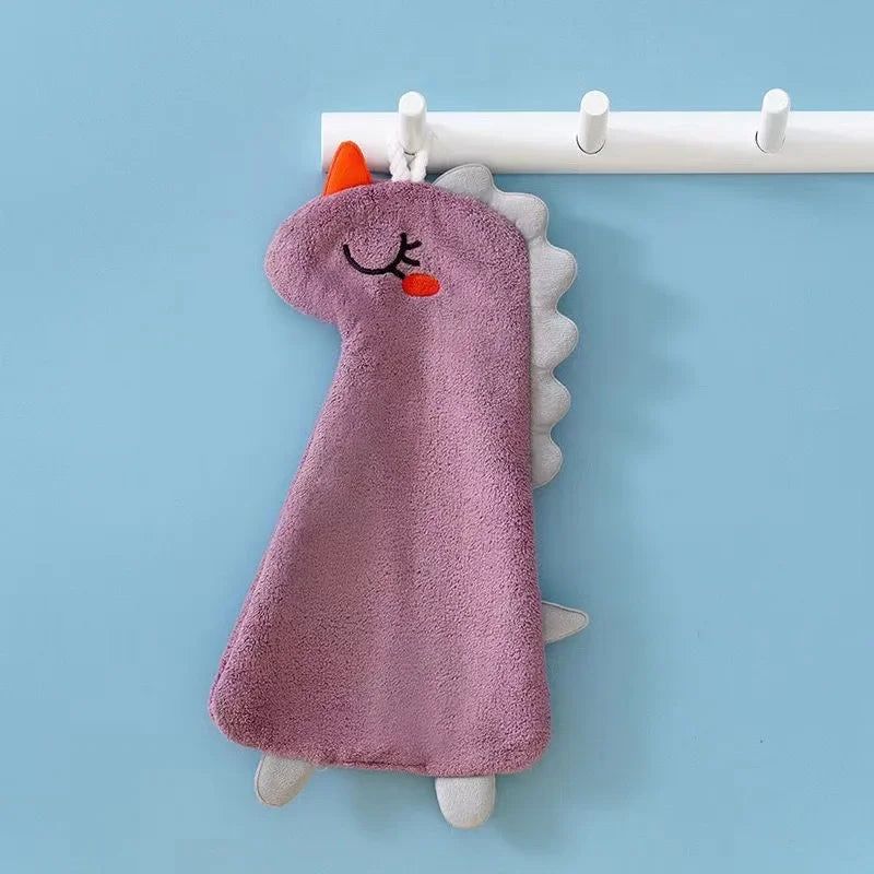 Coral Fleece Hangable Thicken Towel Cartoon Dinosaur Towel