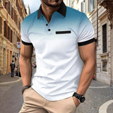 Summer Mens Lapel short-Sleeved T-shirt Contrasting Color polka